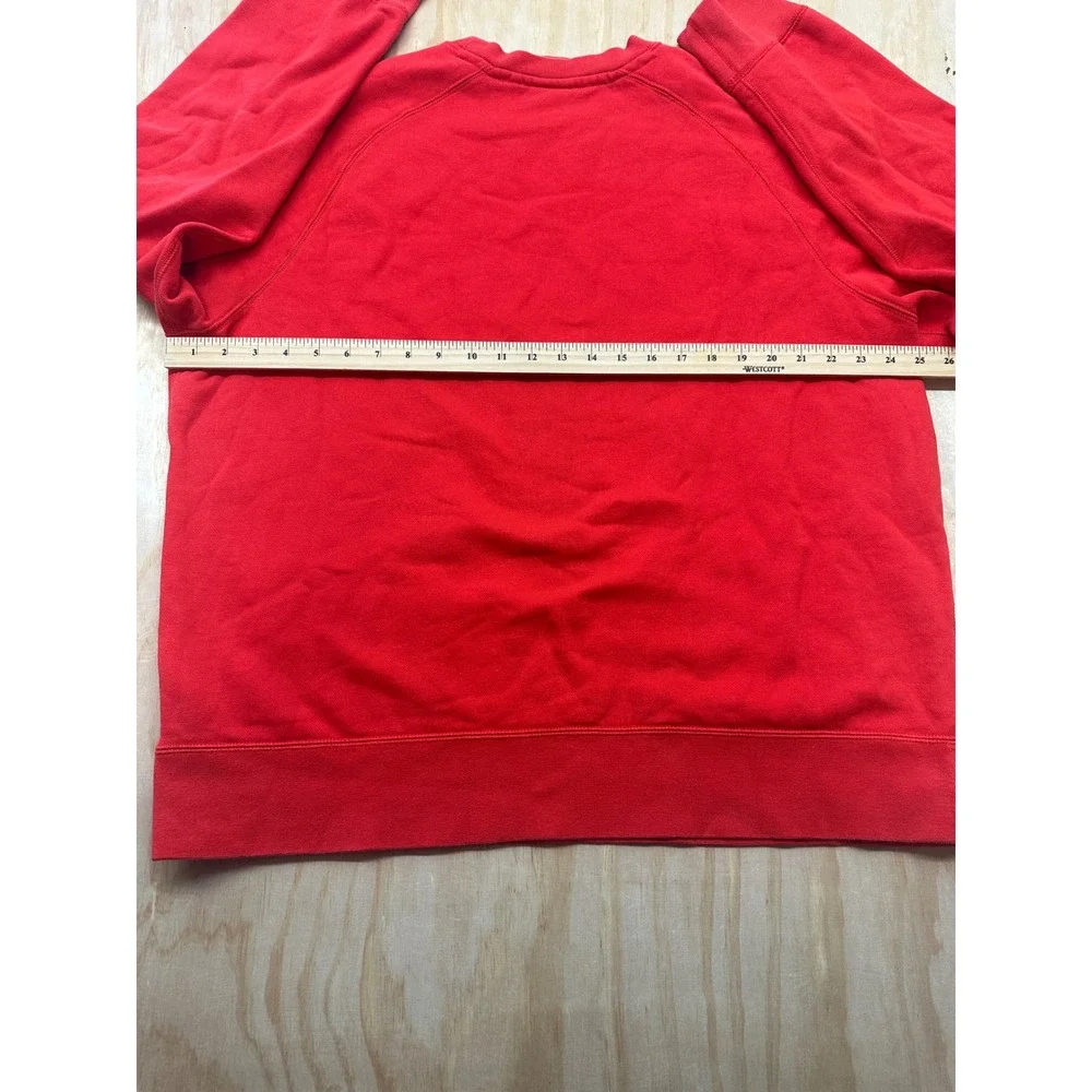 VTG Nike Mens XL Red Crewneck Sweatshirt Big Logo Raglan Fleece Pullover Sports